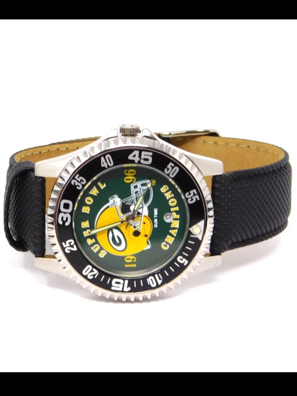 Sun Time Green Bay Packers Men's Watch Super Bowl 1996 Champions Limited Edition